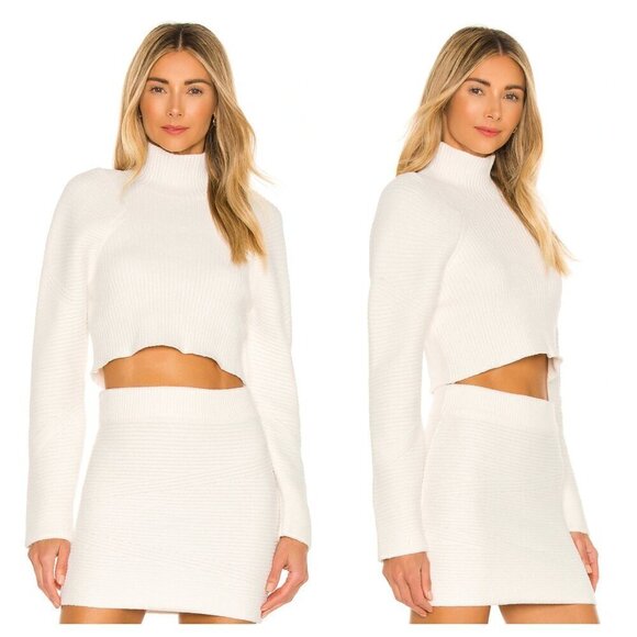 Revolve Tularosa Cozy Ivy Turtleneck Sweater Rib Knit Cropped Ivory Women's XS - Picture 1 of 6